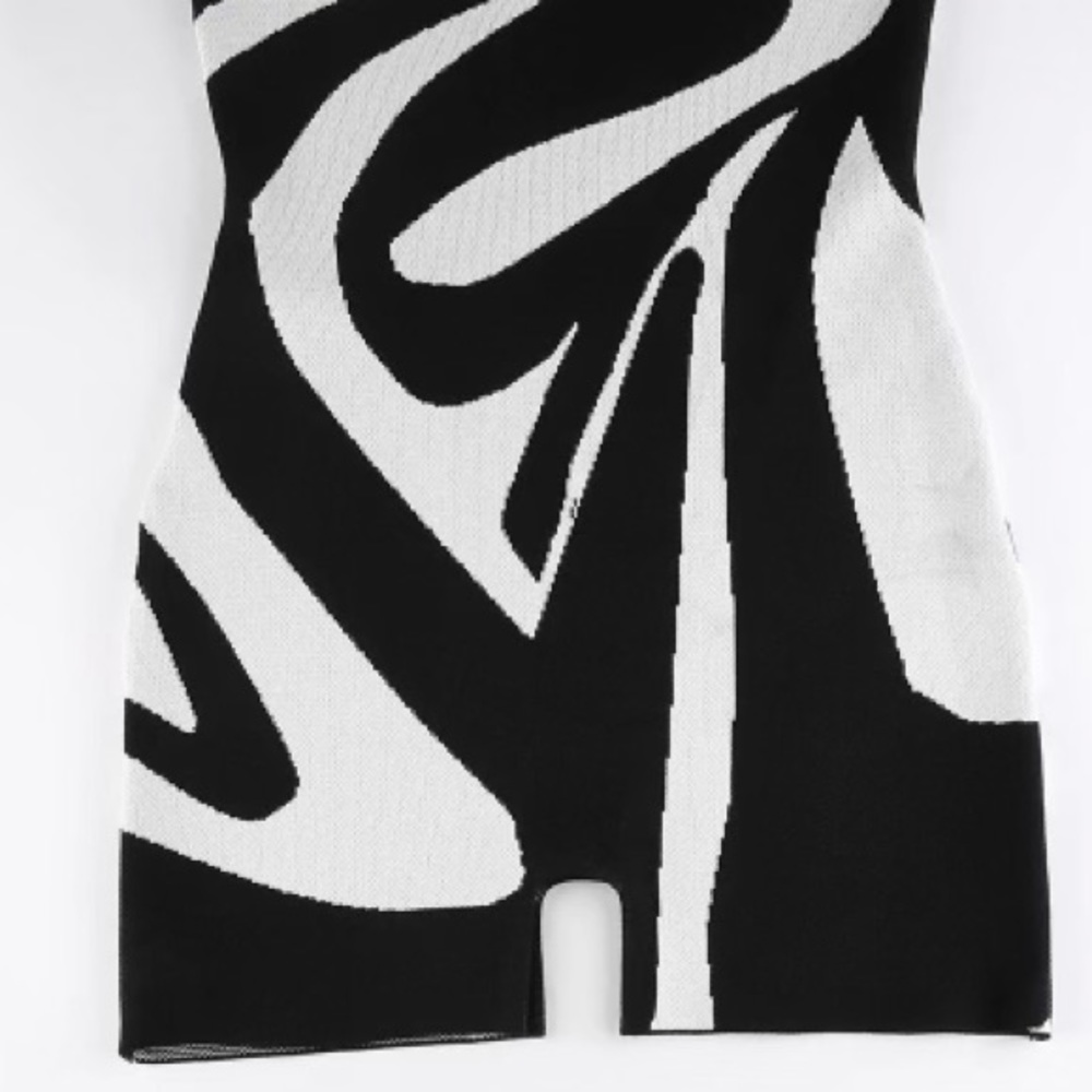 Black Mica Spring Cotton Knit Pekaboo Black + White Romper, Jaded Playsuit - Picture 10 of 12